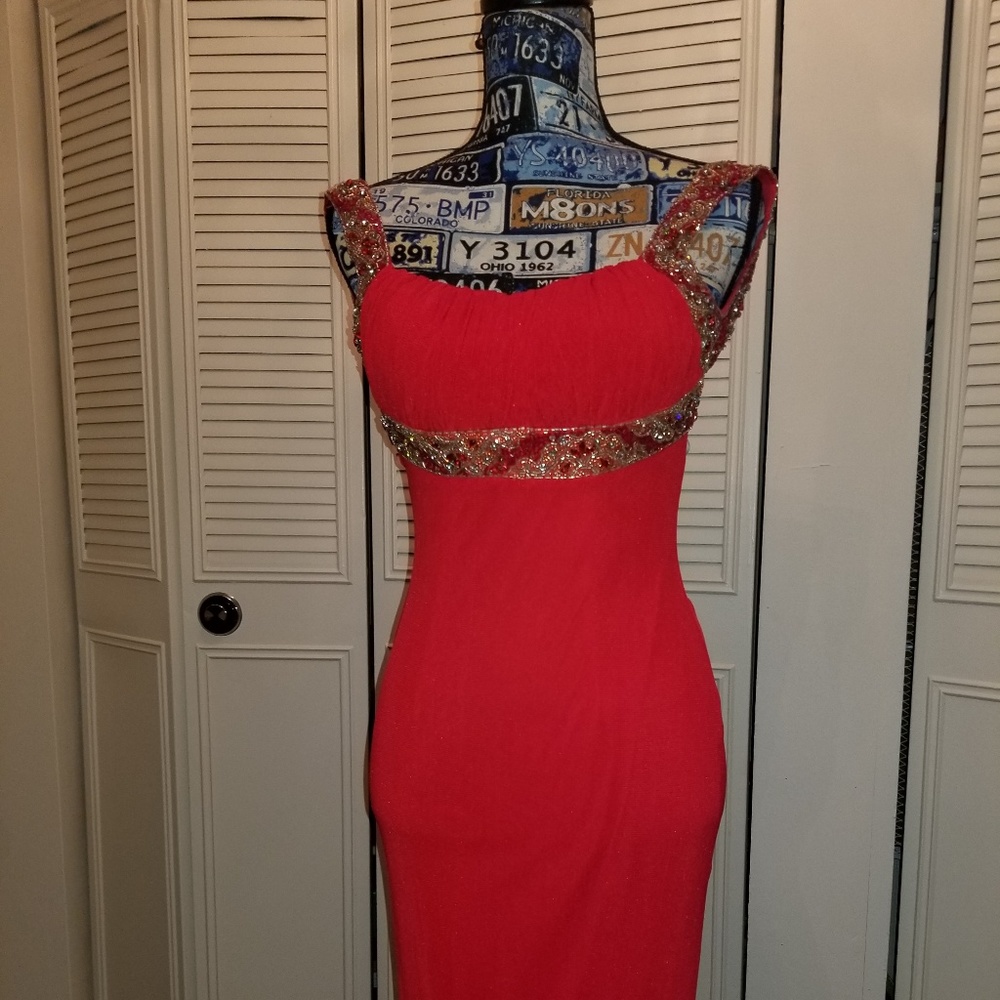 Red prom Formal evening gown